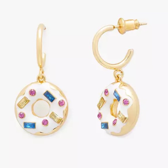 Kate Spade Donut Coffee Break Donut Huggies Earrings - Picture 11 of 12